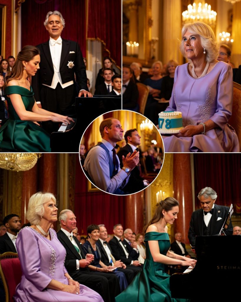Queen Camilla listening to a performance